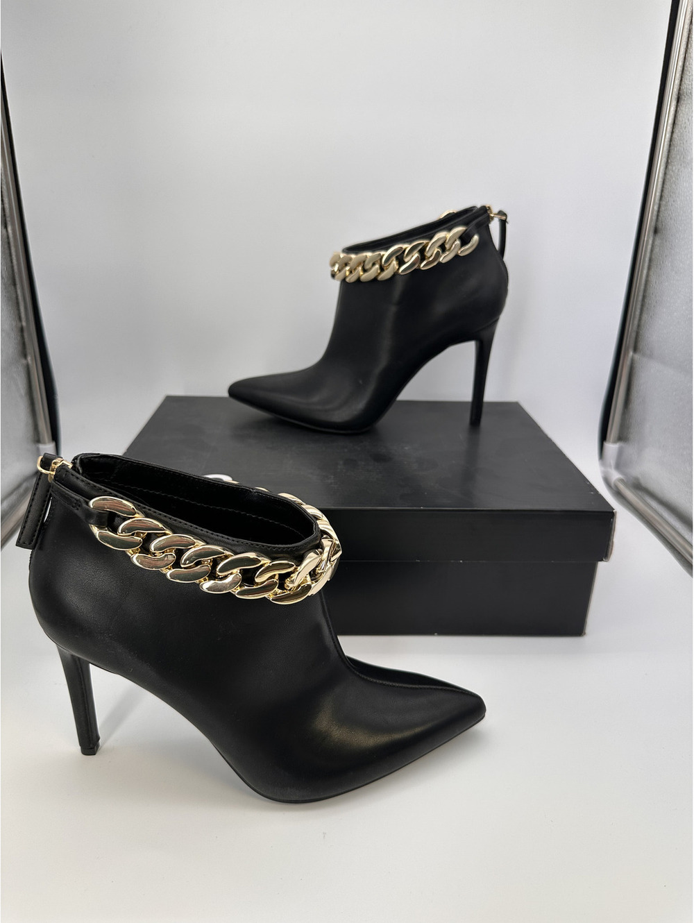 I.N.C. International Concepts Black Ankle Boots with Gold-Ed